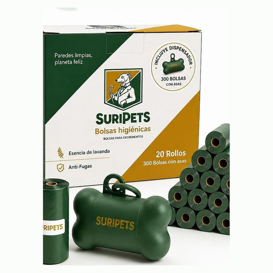 Bolsas higiénicas SuriPets 300 unidades con dispensador